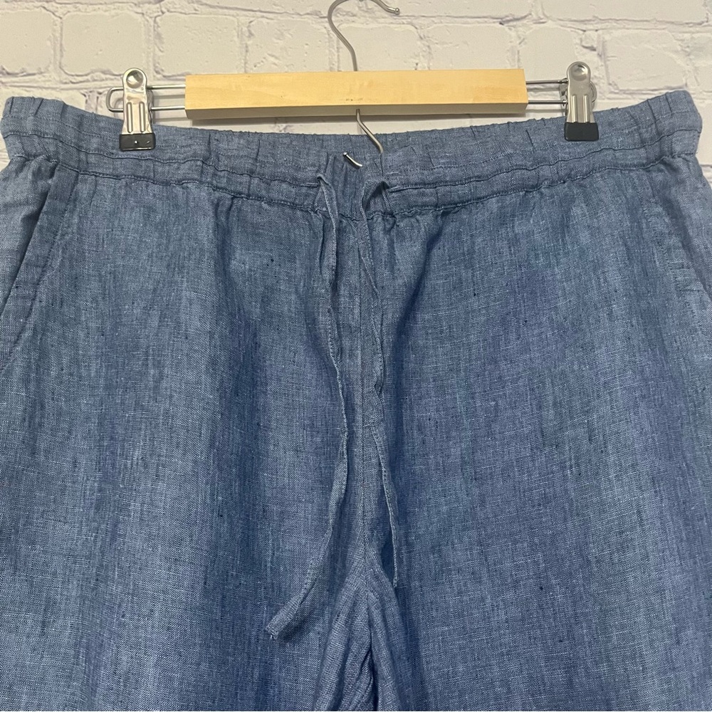 Charter Club 100% Linen Straight Leg Pants Sz Large Pull-on Elastic Waist Beach - Picture 7 of 8